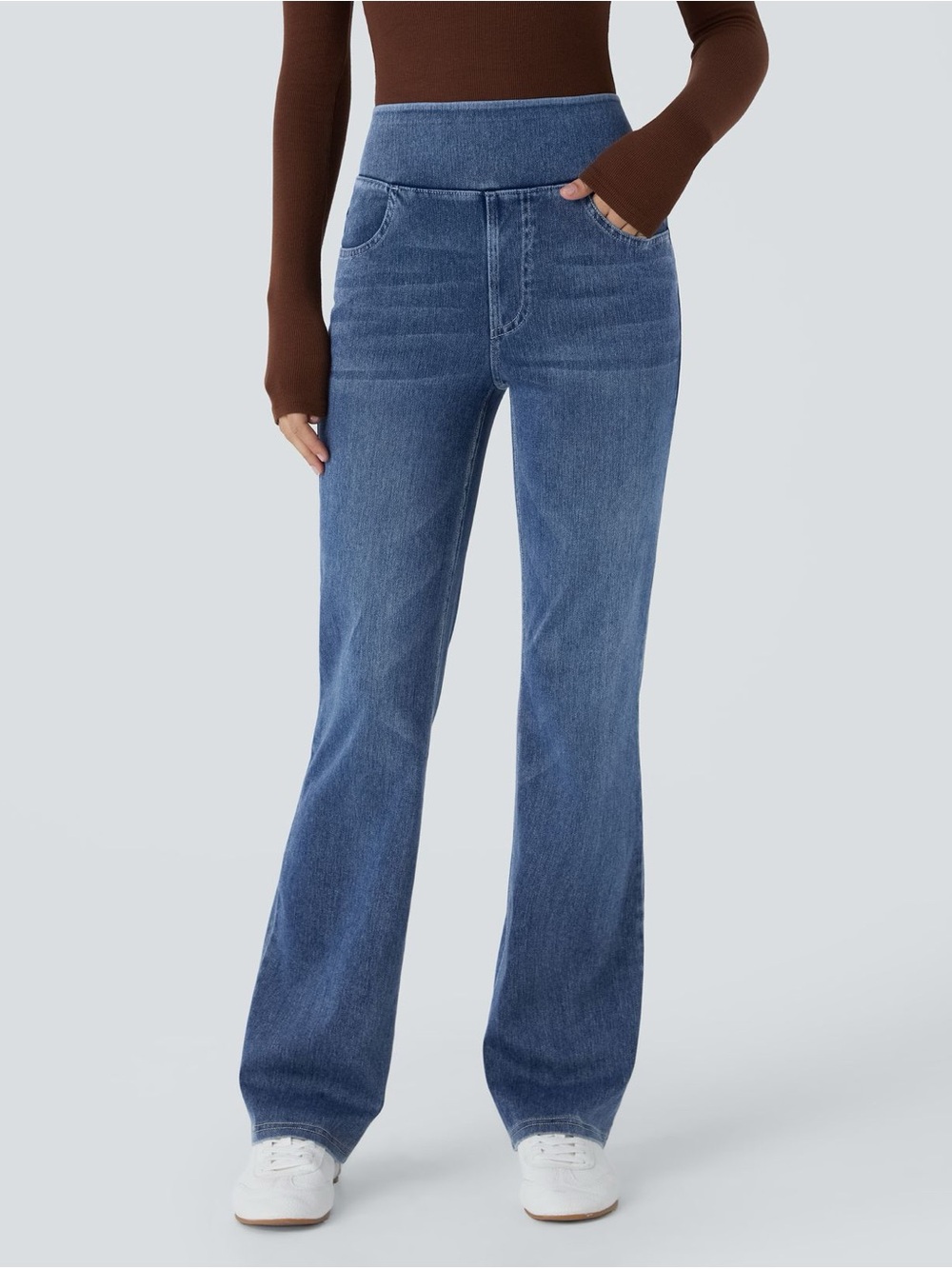 NWT Halara Flex Blue Denim High Waisted Bootcut Jeans Size XL Petite
